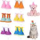 LEBENGURU 12 Pack Mini Party Hats for Stuffed Animals, Felt Cone Birthday Party Hats for Dolls Dog Cat Rabbit Puppy Animal