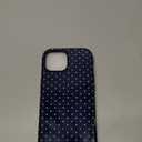 Trendy Cute Hybrid 2 Layer Navy Blue Polka Dot Phone Case For iPhone 15, Navy