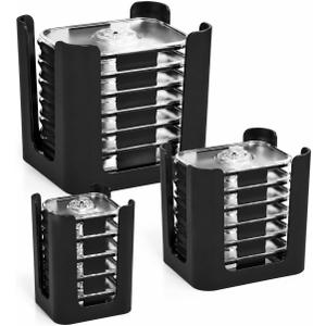 Black 3 Pack Food Container Lid Organizer for Rubbermaid Brilliance | Stackable Lid Holder for Kitchen Cabinet Storage & Pantry Organization, Fits 0.5, 1.3, 3.2, 4.7 Cup Lids, Holds 24 Lids