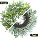 Door Wreath Green Eucalyptus for Front Door Wreaths Spring Summer Olive Wreath Artificial Leaves Mixed Berry Wreaths for All Season Home Farmhouse Porch Year Round Outdoor Wall Decorating,18-20 Inch