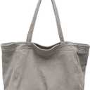 Economical Women Canvas Tote Bag Large Shoulder Hobo Bags with Inner Pockets,Zipper Closure