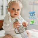 Dr. Brown's Milestones Narrow Sippy Straw Bottle, Spill-Proof with 100% Silicone Handles and Weighted Straw, 8 oz/250 mL, Blue/Gray, 6m+