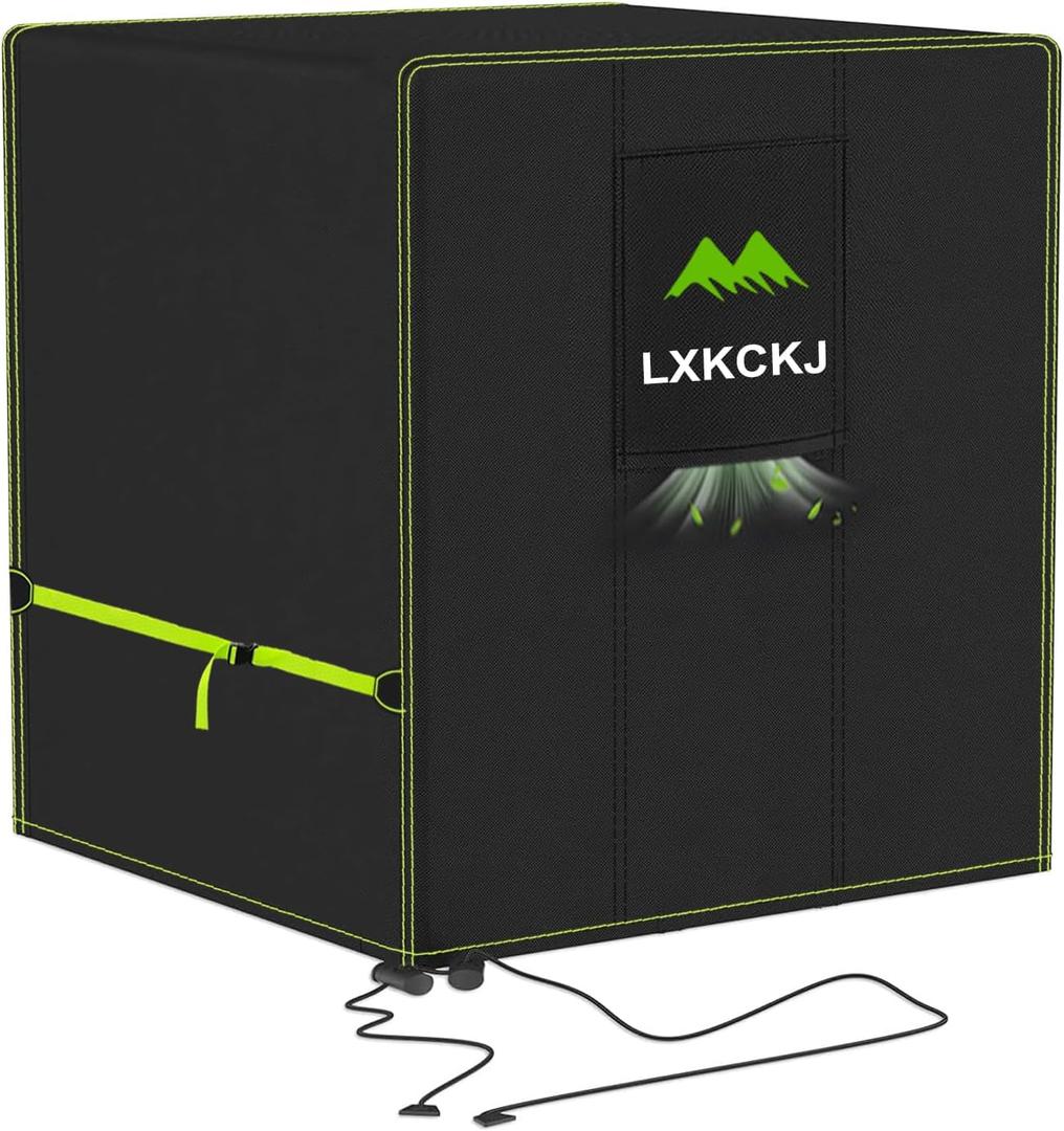 LXKCKJ Air Conditioner Cover for Outside Units - 420D Waterproof Air Conditioner Protection Covers for Window Unit - Winter AC Covers Fits AC Condensing HVAC Unit(Black&Green-30''LX30''WX32''H)