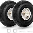 GICOOL 10" Tire and Wheel, 2 Pack, 4.10/3.50-4 Pneumatic Tire, with 2.25" Offset Hub, 5/8" Axle Bore Hole, Sealed Bearings for Hand Truck Trolley Dolly Garden Wagon Wheel Replacement (Silver)