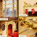 6FT Christmas Winter Mistletoe Olive Garland with White Berries, Christmas Greenery Garlands with 20 LED Lights, Pre-lit Garland for Mantel Fireplace Stair Table Winter Holiday Decorations