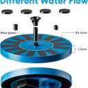 2.5W Solar Bird Bath Fountains Upgraded Solar Pond Fountain with 6 Nozzles,Solar Fountain for Bird Bath, Pond, Garden Decor (Blue)