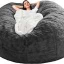 Bean Bag Sofa Cover (Dark Gray, 6FT(D153*H65cm) ONLY Cover)