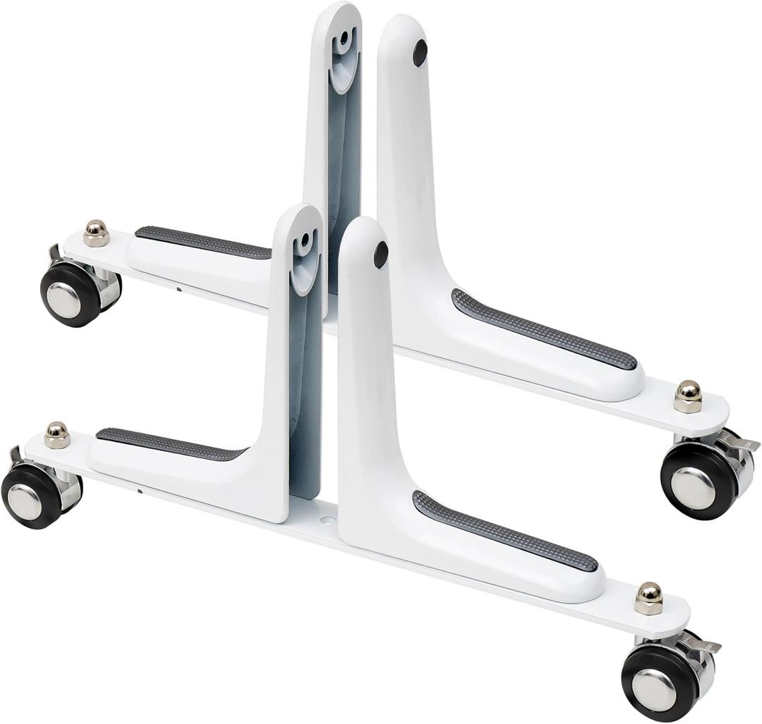 MYOYAY 2 Packs Room Divider Stand, Folding Room Divider Feet with Stainless Steel Wheels, Privacy Screen Holder Stabilizer Feet for Hotel Home Office (White)