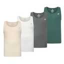 New Balance Men's Cotton Performance Rib Tank Top (Pack of 4), White/Linen/New Spruce/Dark Artic Grey, X-Large