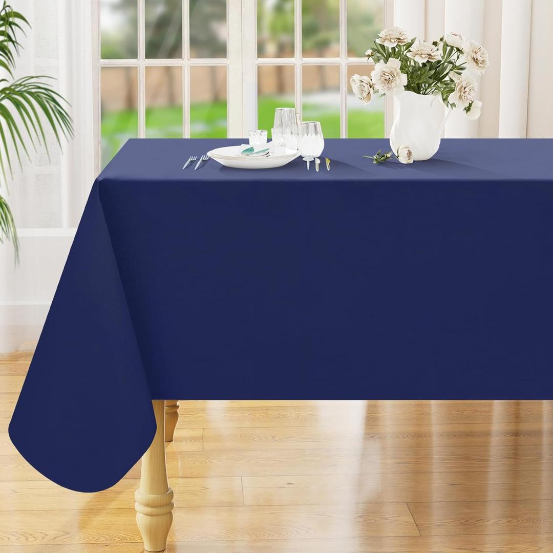 Smiry Rectangle Table Cloth 54x78 Inch, Waterproof Wipeable Vinyl Tablecloths Protector, Oil Spill Proof Plastic Table Cover for Dining, Picnic, Camping, Outdoor, Navy