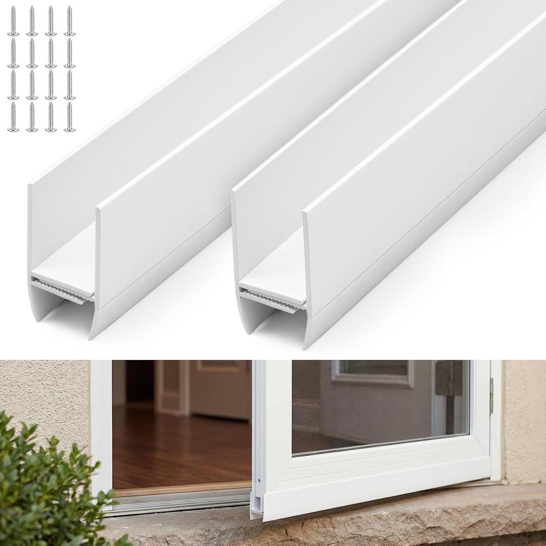 FoldTier 2 Pack 36 Inch Door Sweep Bottom Expander Adjustable Width 1" - 1 1/2" Rubber White Dual Seal Fits-All Storm & Screen Doors 32-36 inch