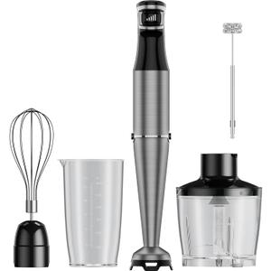 Immersion Blender handheld Powerful 1000W 5 in 1 Hand Blender Corded Hand Mixer Heavy-Duty Stainless Steel Blades Handheld Blender with Milk Frother, Egg Whisk, 600ml Beaker, 500ml Chopper