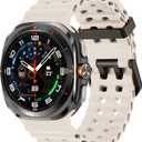 Silicone Band Compatible with Samsung Galaxy Watch Ultra 47mm (2024/2025), Breathable Silicone Band for Galaxy Watch 7 6 5 4 44mm 40mm / 6 Classic 43mm 47mm / 5 Pro 45mm / 4 Classic 46mm 42mm (Starlight)