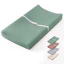 Blissful Diary Muslin Baby Changing Pad with Waterproof Lining Foam, Diaper Changing Table Pad with Cover for Dressers (White, Rectangular)