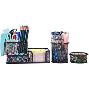 Freewindo Mesh Desk Organizer, Set of 3 Pen Holder Office Desk Accessories with Pencil Holder Sticky Note Holder, Pencil Cup and Paperclips Cup