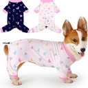 Glittme 2PACK Dog Pajamas Soft Dogs Clothes for Small Medium Dogs Elastic Cats Apparel Breathable Dog Pjs for Puppy