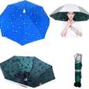 2 PCS Umbrella Hat for Adult,36.2" Diameter Fishing Umbrella Hat Folding Adjustable Sun Rain Cap, Oversize Waterproof UV Protection Fishing Headwear for Outdoor Party Beach Hiking