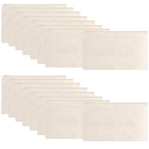 16 Pack Canvas Blank Cosmetics Bags Plain Zipper Makeup Pouch Sublimation DIY Craft Multipurpose Toiletry Bag for Makeup Travel Cosmetic Stationary Storage(S,Beige)