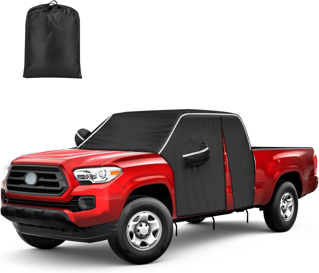 Truck Cover Waterproof All Weather Fit for Toyota 2005-2023 Tacoma Outdoor Cab Cover Rain Wind Sun UV Protection with Zipper,Black