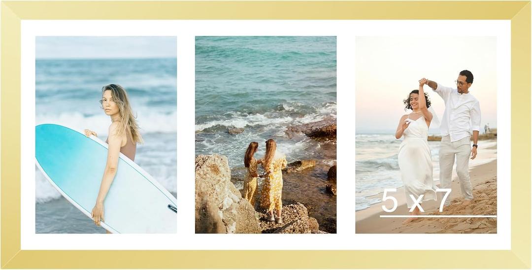 8x16 Picture Frame, 5x7 Collage Picture Frame, Display 3 Pcs 5x7 Photos or 8x16 Picture, 3 Opening 5x7 Collage Frame for Wall Hanging or Tabletop, Lightweight 5 x 7 Multi Photo Frame, Gold 8x16 Picture Frame, 5x7 Collage Picture Frame, Display 3 Pcs 5x7 Photos or 8x16 Picture, 3 Opening 5x7 Collage Frame for Wall Hanging or Tabletop, Lightweight 5 x 7 Multi Photo Frame, Gold