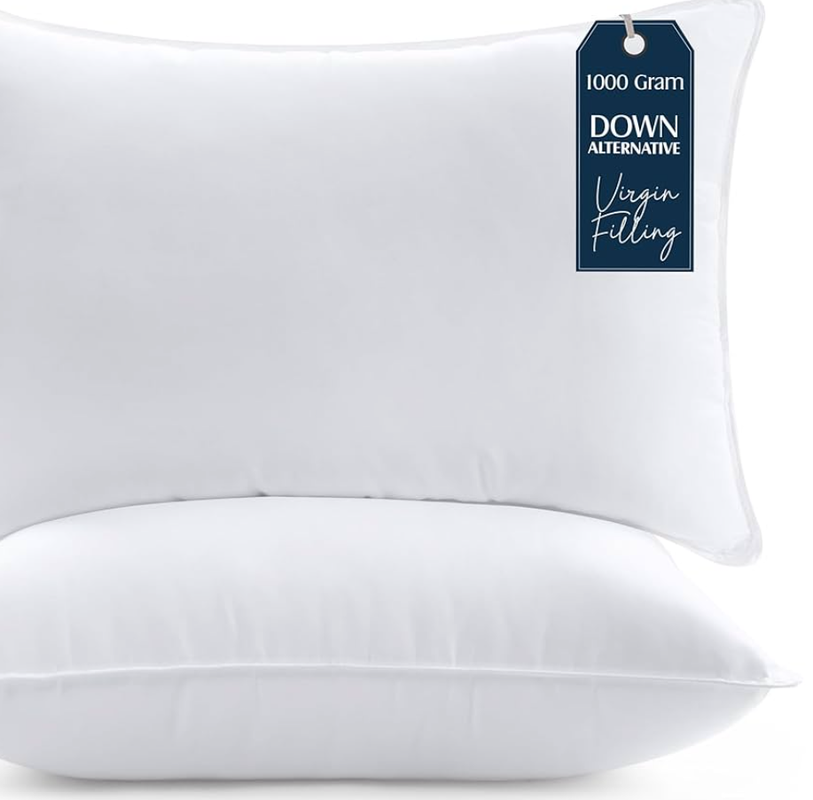 Utopia Bedding (2 Pack Premium Plush Pillow - Fiber Filled Bed Pillows - Queen Size 20 x 28 Inches - Cotton Pillows for Sleeping - Fluffy and Soft Pillows