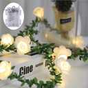 Flower Vine Fairy Lights,9.8FT,20LEDS,Tiny Leaf-Garland with White Flower String Lights Battery Powered Light for Indoor Christmas Party Wedding Garden Dcor8mode