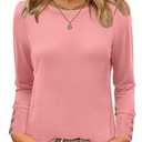 ANRABESS Long Sleeve Shirts for Women Crewneck Basic Tee Striped Tops 2026 Fall Casual Loose Fit T Shirts Fashion Outfits Coral Medium