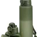 TakeToday Collapsible Water Bottles 32oz, Foldable Travel Water Bottle, BPA Free, Silicone Water Bottle Leakproof for Hiking, International Travel, Outdoors (Green)