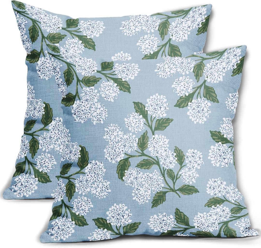 Light Blue Green White Hydrangea Pillow Covers 18x18 Set of 2 Floral Leaves Print Decorative Throw Pillowcases Outdoor Rustic Flower Farmhouse Spring Cushion Cases Decor for Home Couch Sofa Bed Light Blue Green White Hydrangea Pillow Covers 18x18 Set of 2 Floral Leaves Print Decorative Throw Pillowcases Outdoor Rustic Flower Farmhouse Spring Cushion Cases Decor for Home Couch Sofa Bed
