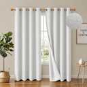 2 Panels 100% Blackout Linen-Textured Curtains, Thick Thermal Insulated Grommet Drapes with Subtle Herringbone Weave, Luxury Decor for Bedroom/Living Room, 54 x 84 Inches, PurWhite