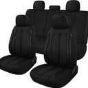 Breathable Premium Car Seat Covers Full Set3D Air-Mesh Seat Covers for CarsComfortable Safety Airbag CompatibleUniversal for Most Cars Sedan Truck SUV(Black)