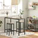 HOOBRO Bar Table and Chairs Set, 47.2 Rectangular Pub Table with 2 Stools for Small Space, High Top Table, 3-Piece Breakfast Set, Sturdy Metal Frame, Easy to Assemble, Greige BG52BT01, 47.2'' L x 19.7'' W x 35.4'' H