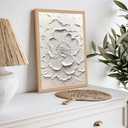 skysoon Abstract Floral Wall Art on White Canvas with Wooden Frame Acrylic Style Flower Painting Print, Modern Minimalist Picture Wall Decor 16x24 Inch