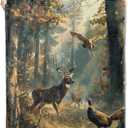 Deer and Forest Scene Throw Blanket Gifts, Soft Cozy Fleece Blanket with Wildlife Nature Print, Blanket for Couch Bed Sofa, Perfect for Hunters and Nature Lovers, 50x60 in (Color320)