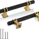 Cabinet Pulls Matte Black and Gold Cabinet Handles, 10 Pack 3-3/4 Inch Kitchen Door Cupboard Wardrobe Drawer Handles, Cabinet Hardware Bar Drawer Pulls, 96mm Hole Centers