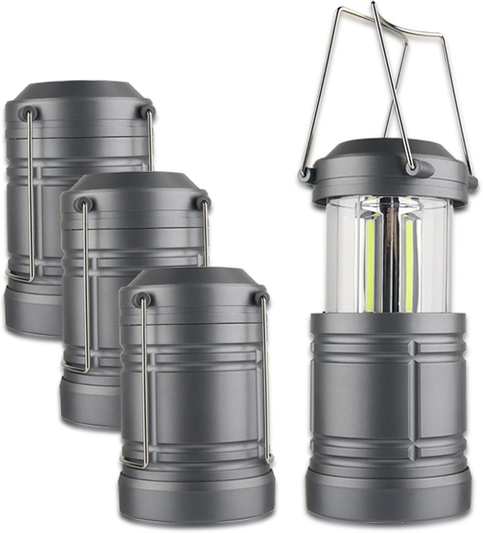 4 Pack Camping Lanterns, Battery Powered LED Lantern for Hurricanes, Power Outages, and Outdoor Use