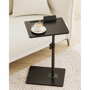 Masupu Sofa Arm Tray Table - 360° Swivel Height Adjustable End Table, Small Snack Side Table for Couch, C Shaped Table for Bed, Chair or TV Tray Table(Black)