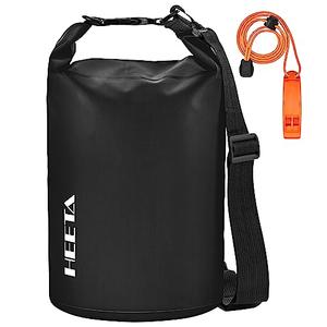 HEETA Waterproof Dry Bag for Women Men, Roll Top Lightweight Dry Storage Bag Backpack with Emergency Whistle for Travel, Kayaking, Boating, Camping, Beach, Cruise Ship Essentials (Black, 20L)