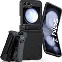 FNTCASE for Samsung Galaxy Z-Flip-5 Case: Rugged Shockproof Samsung Flip 5 Case with Kickstand & Belt Clip, Slim Full Body Drop Protective Hard Phone Cover for Samsung Z Flip 5 5G(2023) (Black)