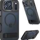 MAKAVO Magnetic for iPhone 17 Pro Max Case with Stand, Compatible with MagSafe, Slim Translucent Matte Military-Grade Drop Protection Phone Cover, Black