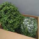 Artificial Boxwood Topiary Trees for Outdoors, 2 Pack Faux Topiary Ball Tree UV Resistant Fake Shrubs Evergreen Bush Plants for Front Porch Garden Yard Balcony Wedding Decor, 2 Led String Light