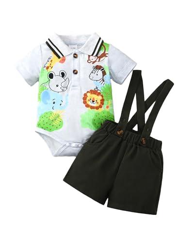 SUNNY PIGGY Toddler Boy Clothes Kid Summer Outfits Baby Button Dress Polo Shirt Romper Shorts Set  Beach Wedding Birthday, Size 0-3M