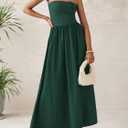 PRETTYGARDEN Women 2026 Summer Elegant Strapless Maxi Dress Tube Top Dress A Line Flowy Long Wedding Party Cocktail Dresses (Green, XXL)
