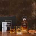Gifts for Men Dad, Whiskey Decanter Set with Gift Box, Unique Christmas from Daughter or Son, Perfect Birthday and Retirement Present for Men - Includes 2 Ice Molds, 2 Coasters, and a Gift Card, 7 Count
