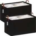 Hinwo 70L Extra Large Storage Bins, 2-Pack Closet Organizers and Storage, Foldable Clothes Storage Baskets with Handles, Containers for Clothing, Blanket, Comforters, Toys, Bedding (Black)