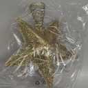 Joiedomi 9.5" Golden Christmas Star Tree Topper Radial Design, Metal Treetop Decorations with 20 LED Warm White, USB Powered Remote Control for Home Holiday Xmas Party Indoor Decor