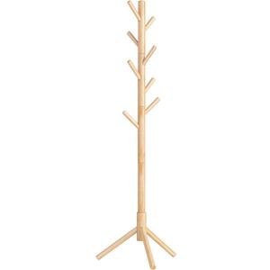 VASAGLE Solid Wood Coat Rack, Free Standing Tree-Shaped Coat Rack with 8 Hooks, 3 Height Options, for Clothes, Hats, Bags, Living Room, Bedroom, Home Office, Natural Beige URCR004N01