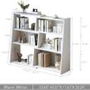 IOTXY Wooden Extendable Shelf Bookcase - 3-Tier Ladder Low Short Bookshelf for Small Space or Corner, White, S, 11.61"D x 23.62"W x 35.24"H