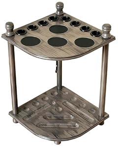 Pool Cue Rack Hold up to 8 Sticks & Billiard Accessories. Floor Stand Pool Cue Stick Holder Made of 100% Solid Hardwood.(GREY)