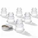 Romcanmy Candlestick Holders Set of 6, Ribbed Clear Taper Candle Holders with Candles Adhesive Wax, Reversible Crystal Glass Candle Holder for Wedding Dining Party Christmas Decor